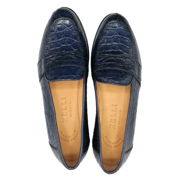 Sale Zelli Tuscany Crocodile Slip-On (11-119-NVY) Navy